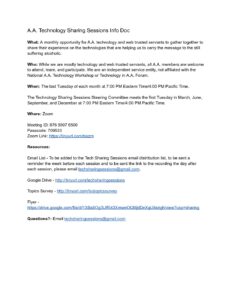 thumbnail of Info Doc – AA Technology Sharing Sessions