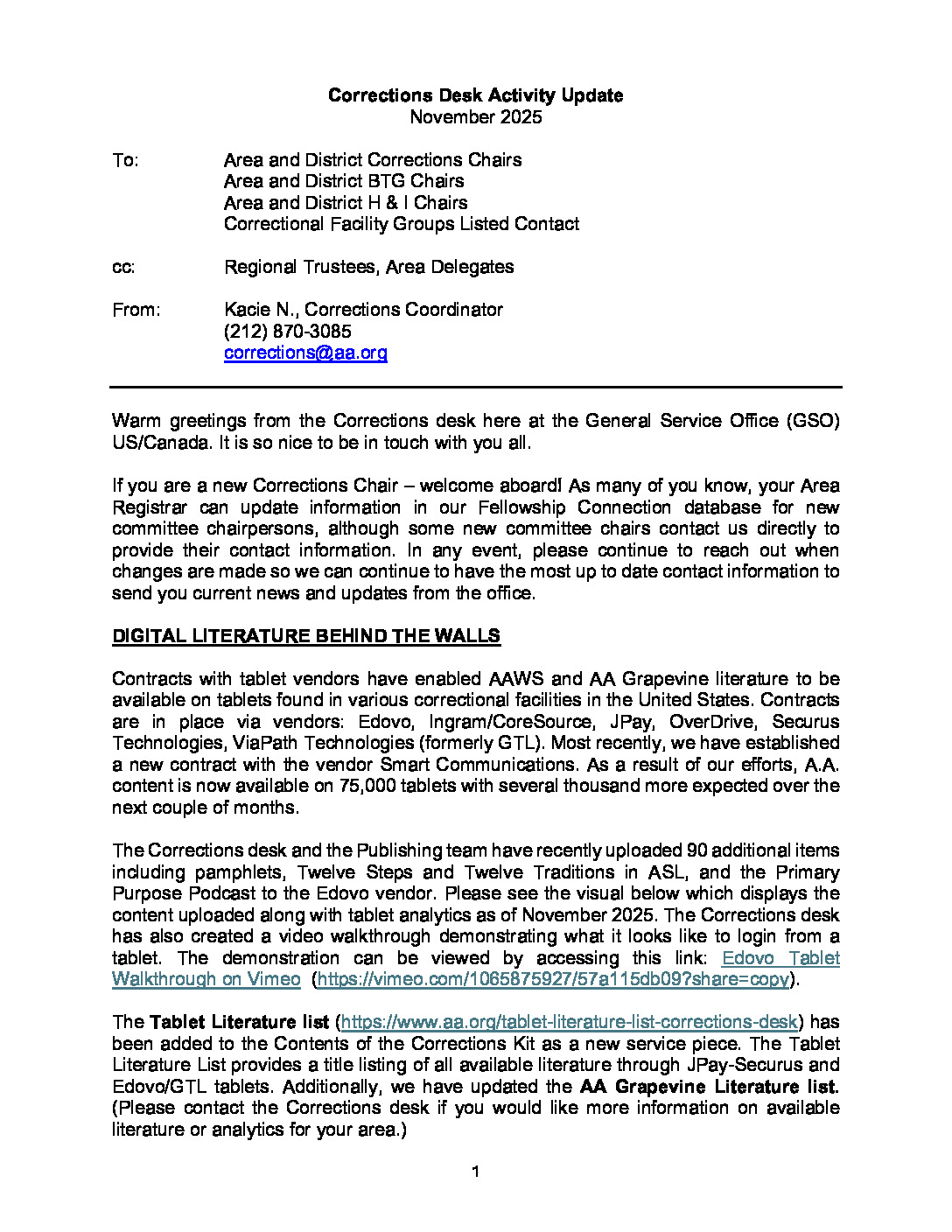 thumbnail of Corrections Desk Activity Update November 2025