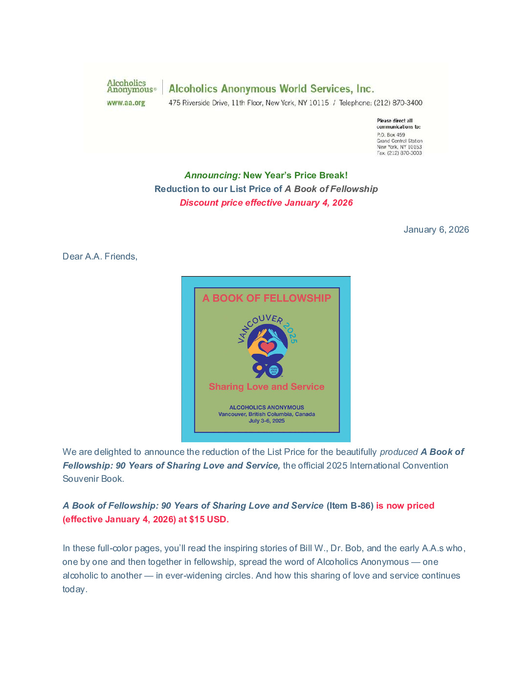 thumbnail of List Price Reduction – A Book of Fellowship