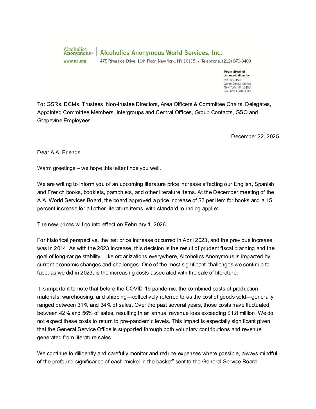 thumbnail of Literature price increase