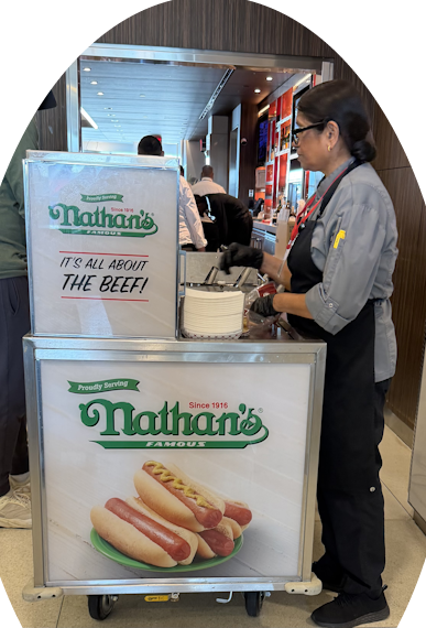 Airport hot dog stand